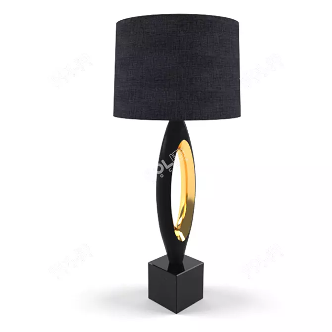 Rondo Black Linen Table Lamp 3D model image 2