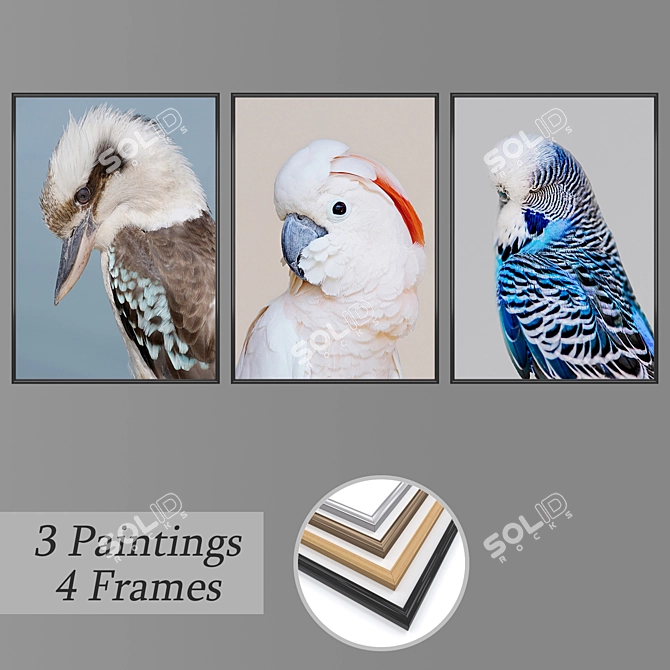 Abstract Wall Art Set with Multiple Frame Options 3D model image 1