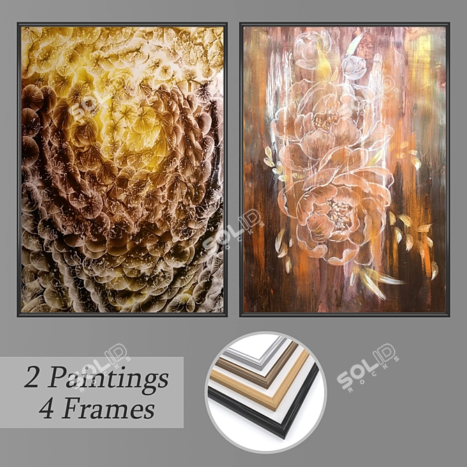 Versatile Set of 2 Wall Paintings 3D model image 1