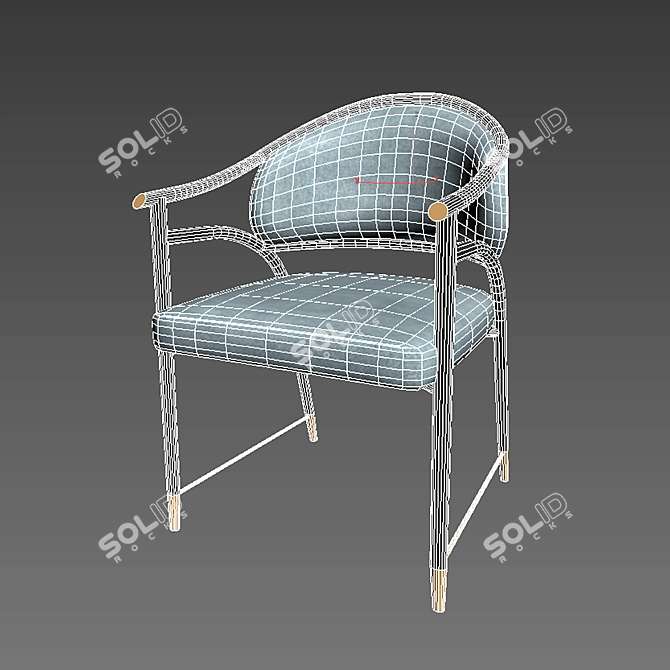 Elegant Chinese LowPoly Chair 3D model image 3