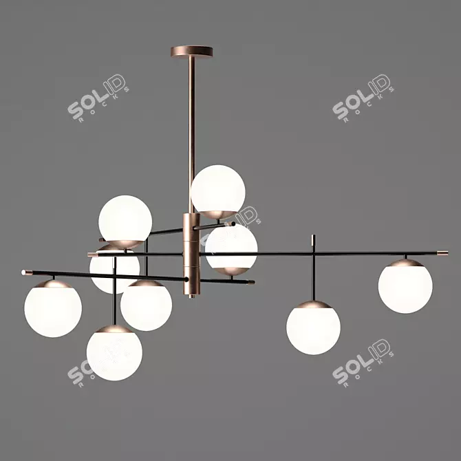 Vintage Glass and Metal Pendant Lamp 3D model image 1