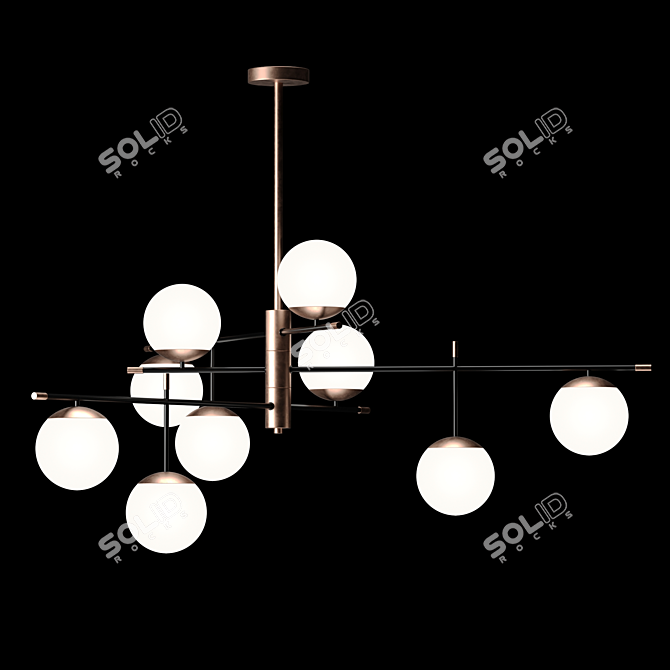 Vintage Glass and Metal Pendant Lamp 3D model image 2