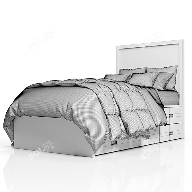 Elegant Avalon Bed with Trundle 3D model image 5