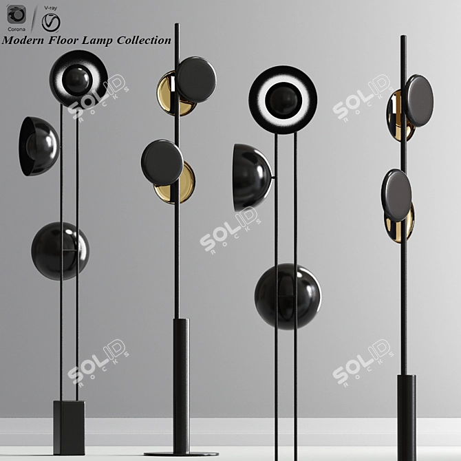 Sleek and Stylish Floor Lamp Collection 3D model image 1