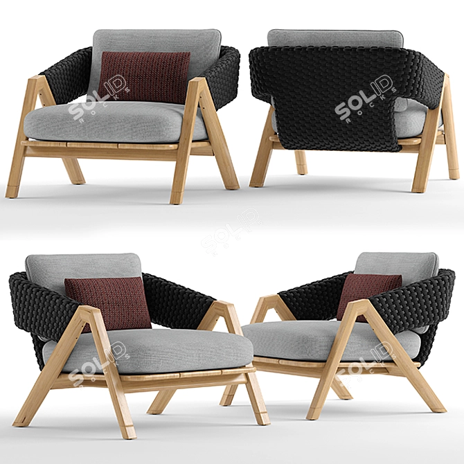 Ethimo Knit Armchair: Modern and Stylish Seating Solution 3D model image 1