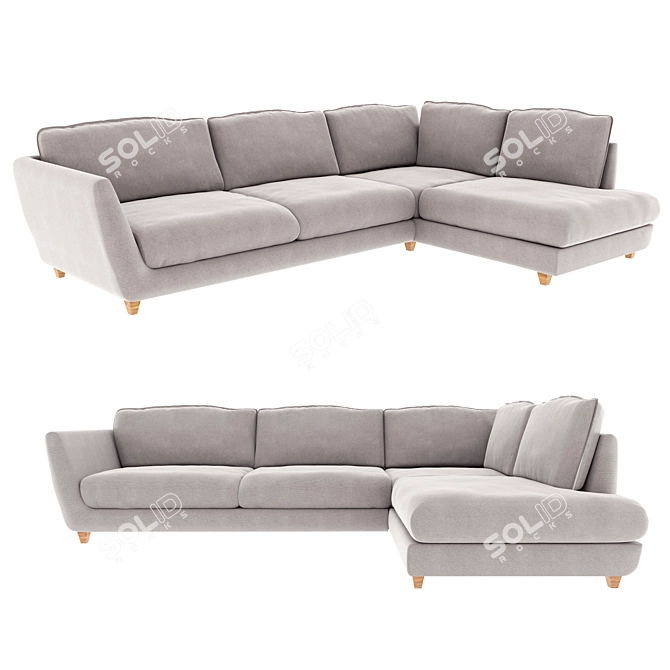 Modern Dark Gray Corner Sofa 3D model image 1