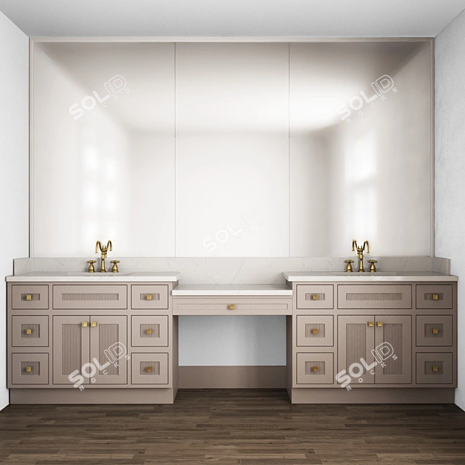 Space-Saving Bathroom Furniture Set 3D model image 1