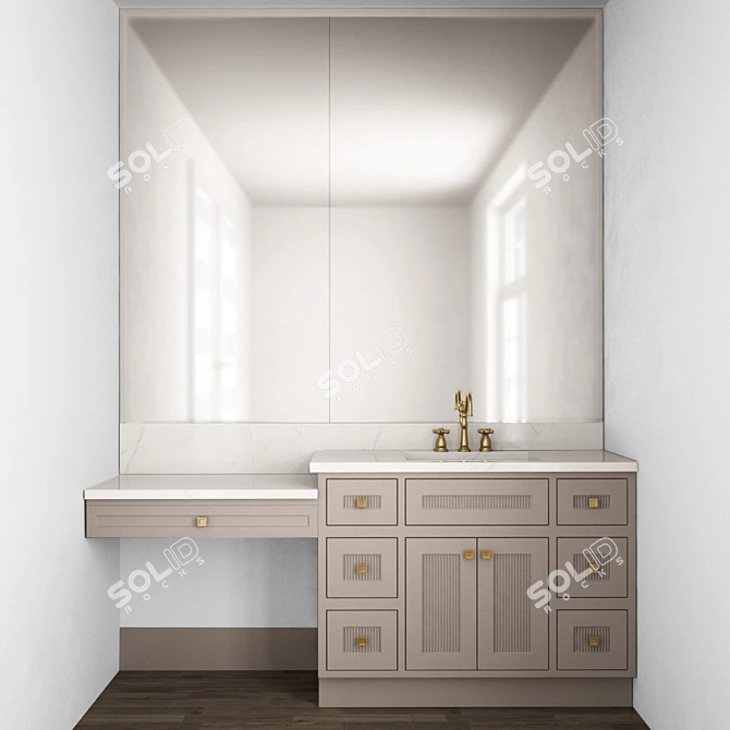 Space-Saving Bathroom Furniture Set 3D model image 2