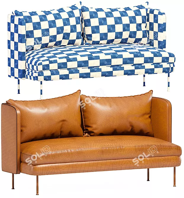 Modern Bloke 60 Leather Sofa 3D model image 3