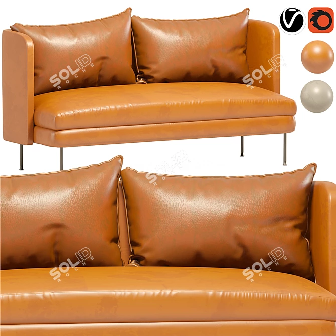 Modern Bloke 60 Leather Sofa 3D model image 4