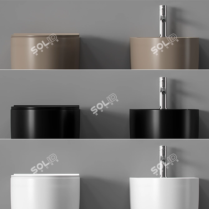 Elegant Ceramic Toilet Set 3D model image 3