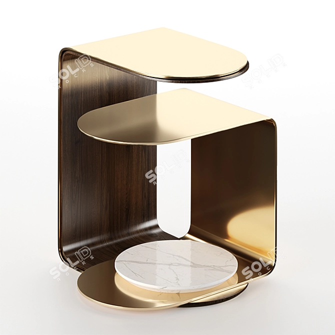 Luxury Oak Veneer Power Side Table 3D model image 3