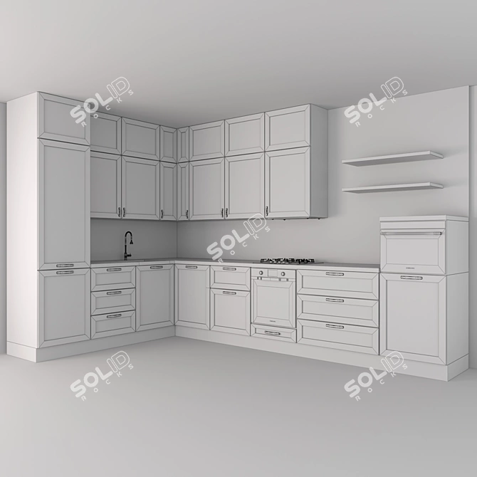 Modern Kitchen Furniture Set 3D model image 3