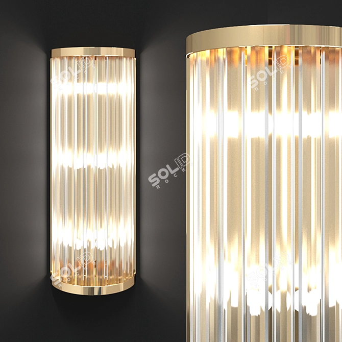 Elegant Gold Sconce with Glass Strips 3D model image 1