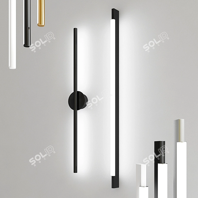 Minimalist Metal Wall Sconce 3D model image 1