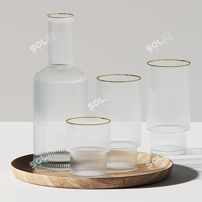 Elegant Glassware Set 3D model image 1