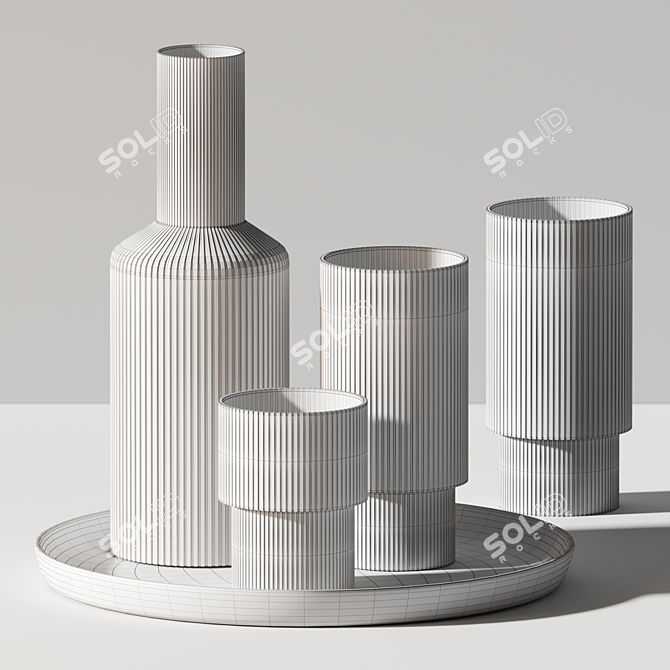 Elegant Glassware Set 3D model image 2