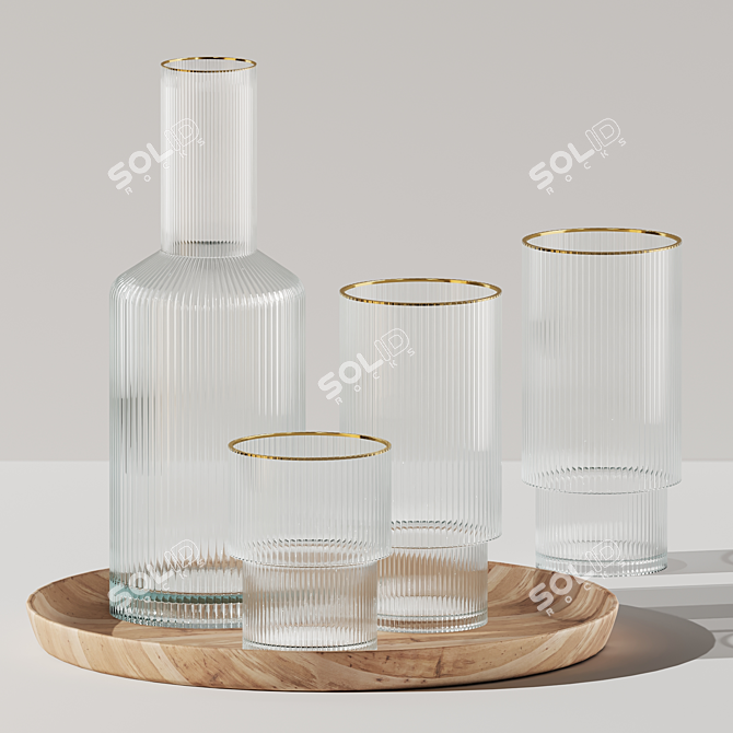 Elegant Glassware Set 3D model image 3