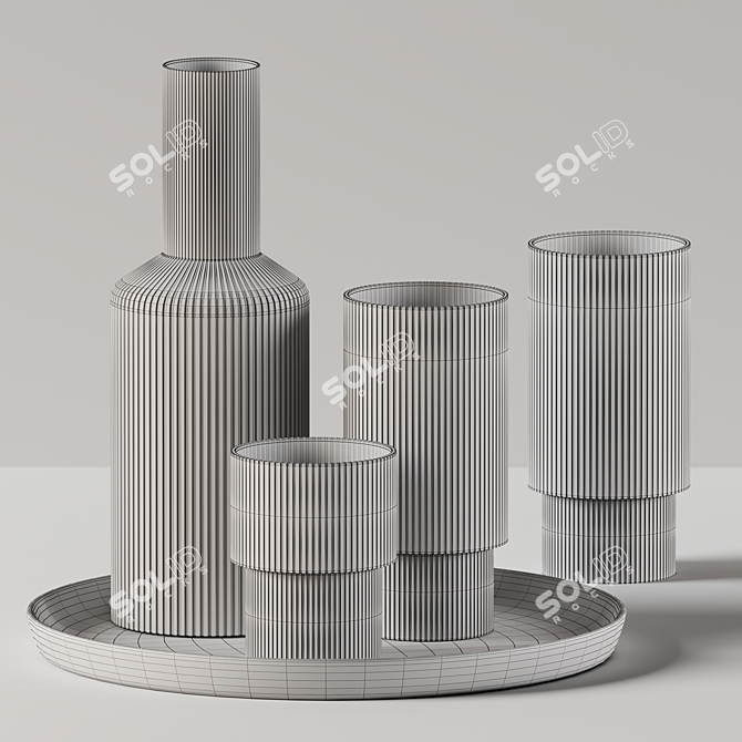 Elegant Glassware Set 3D model image 4