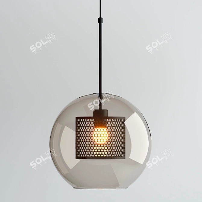 Industrial Glass Pendant Lights Set 3D model image 4