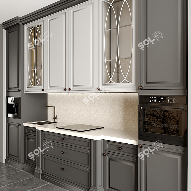 Modern Kitchen Design Set 3D model image 2