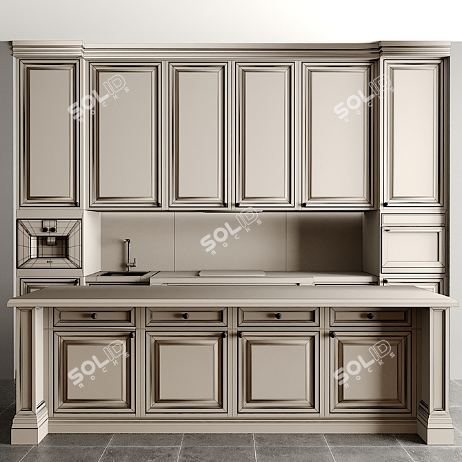 Modern Kitchen Design Set 3D model image 5