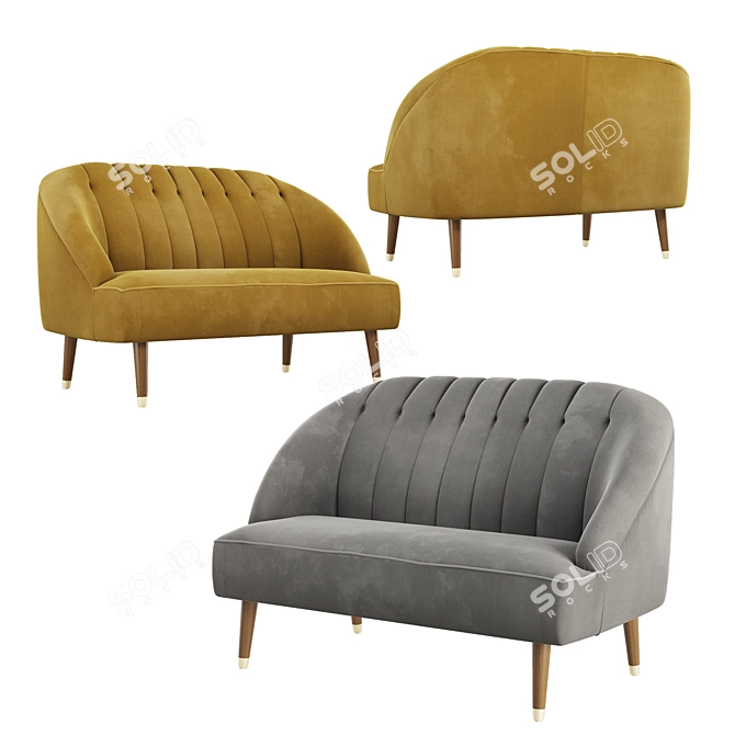 Elegant Margot 2-Seater Sofa 3D model image 1