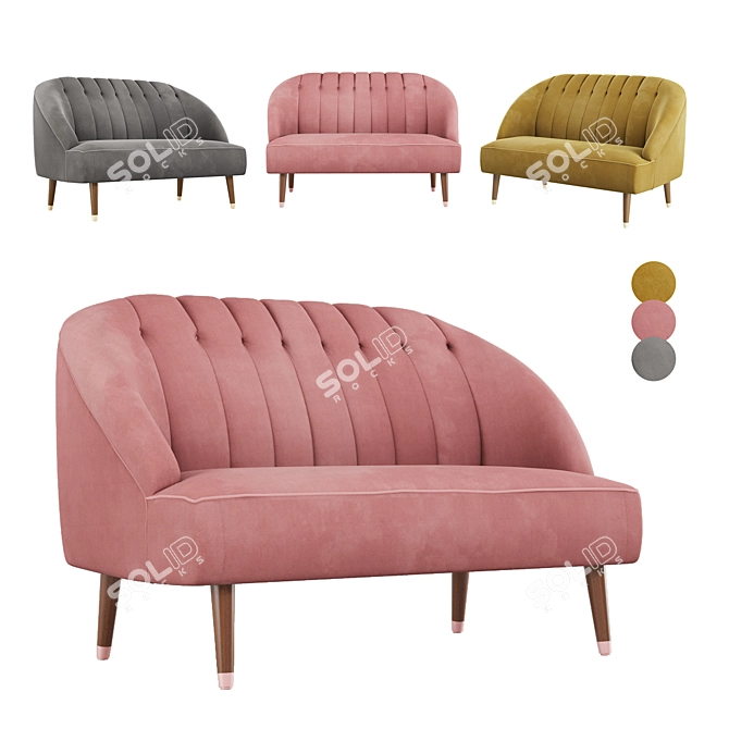 Elegant Margot 2-Seater Sofa 3D model image 2