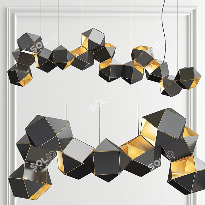 Sleek Geometric Chandeliers - 3 Types 3D model image 2