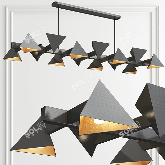 Sleek Geometric Chandeliers - 3 Types 3D model image 4