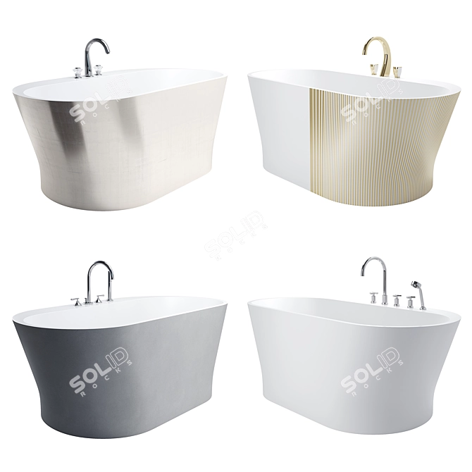 Elegant Monceau Freestanding Bathtub 3D model image 2