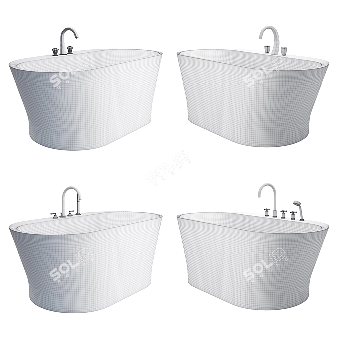 Elegant Monceau Freestanding Bathtub 3D model image 3