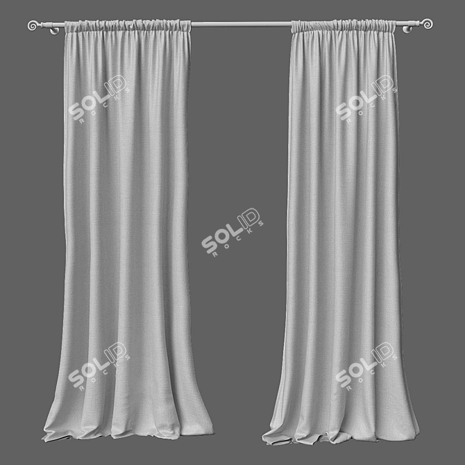 Linen Sheer Curtain 3D model image 1
