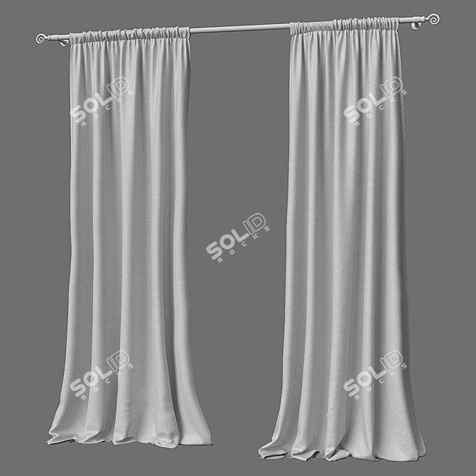 Linen Sheer Curtain 3D model image 2