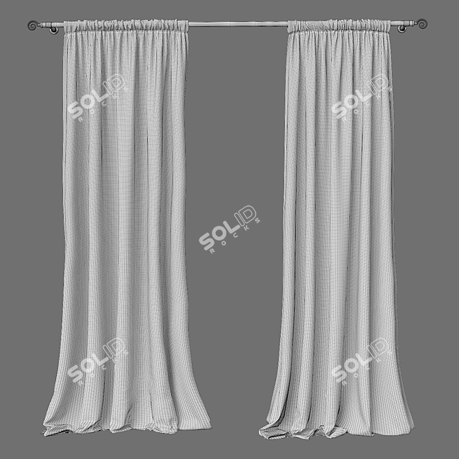 Linen Sheer Curtain 3D model image 3