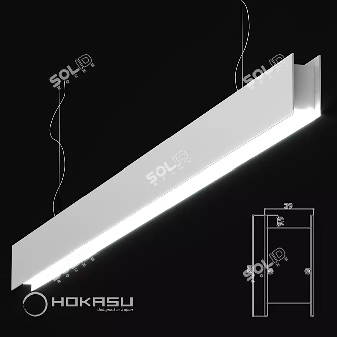 Elegant I-Beam Linear Light 3D model image 1