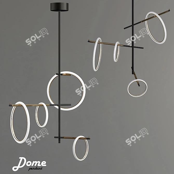 Modern Dome Pendant Light 3D model image 1