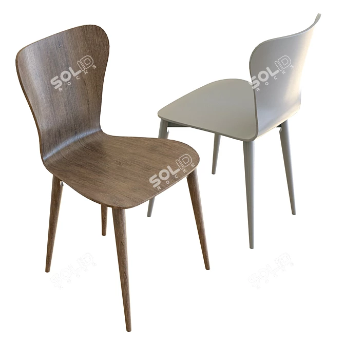 Modern Bentwood Dining Chair 3D model image 2