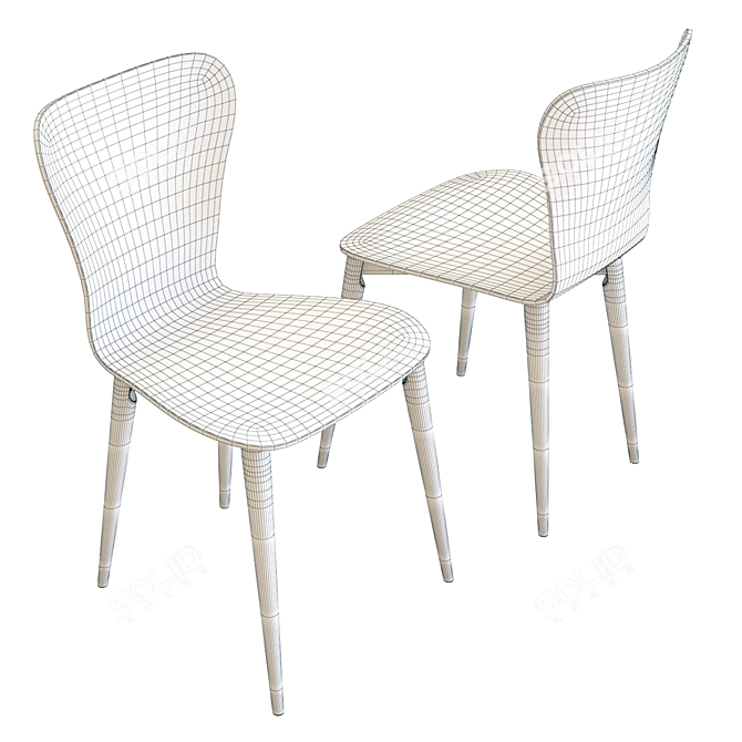 Modern Bentwood Dining Chair 3D model image 3