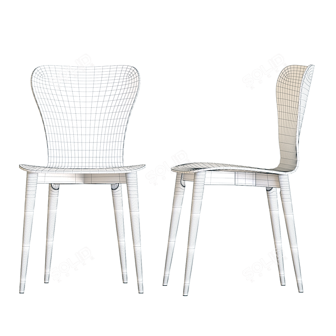 Modern Bentwood Dining Chair 3D model image 5