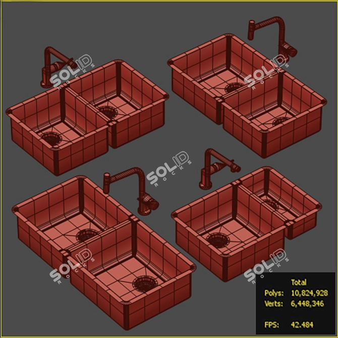 Modern Kitchen Sink Collection 3D model image 2