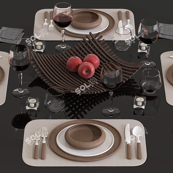 Elegant Table Set Adds Style 3D model image 2