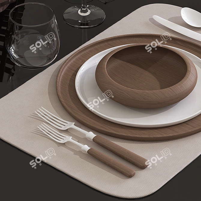 Elegant Table Set Adds Style 3D model image 3