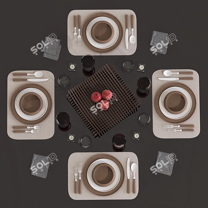 Elegant Table Set Adds Style 3D model image 5