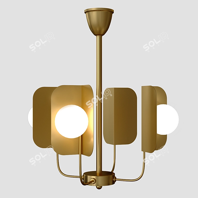 American Style Brass Chandelier 3D model image 5