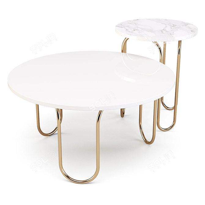 Title: Contemporary Glamour: West Elm Cecile Coffee & Side Table 3D model image 1