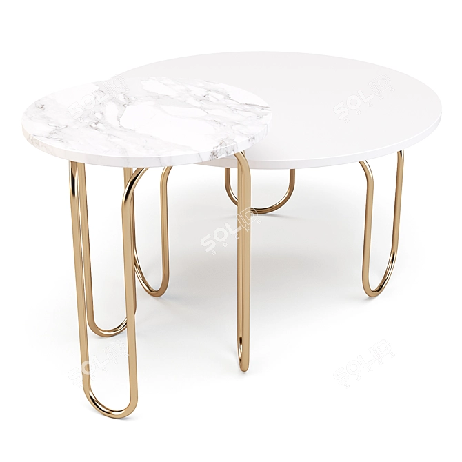 Title: Contemporary Glamour: West Elm Cecile Coffee & Side Table 3D model image 2