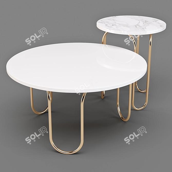 Title: Contemporary Glamour: West Elm Cecile Coffee & Side Table 3D model image 4