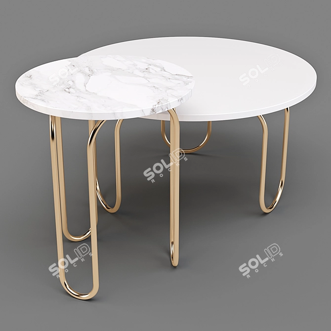 Title: Contemporary Glamour: West Elm Cecile Coffee & Side Table 3D model image 5