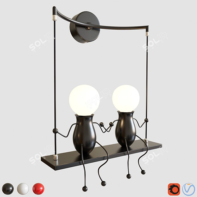 Sleek Veendam Lighting Fixture 3D model image 1